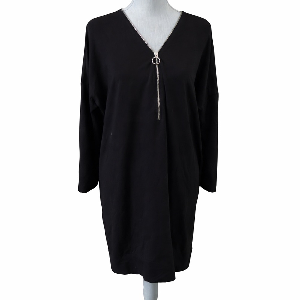 NWT Express Black Long Sleeve Quarter-Zip Tunic Top Size Large